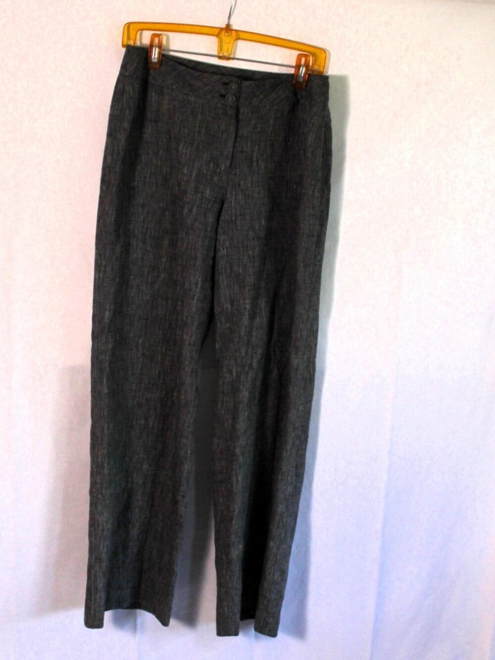 LOFT 100% Linen Trousers Black Chambray Wide Leg Lined Size 6